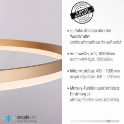 Paul Neuhaus LED-hængelampe Titus, Ø 80 cm, messing, dæmpbar