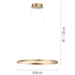 Paul Neuhaus LED-hængelampe Titus, Ø 60 cm, messing, dæmpbar