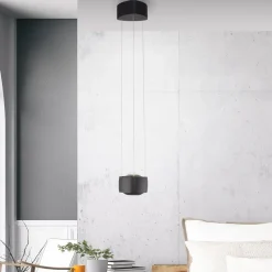 Paul Neuhaus LED-pendellampe Q-Stretto, sort, Ø 14,5 cm