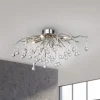 Paul Neuhaus loftlampe Icicle, glaspendel, 4 lyskilder, sølv
