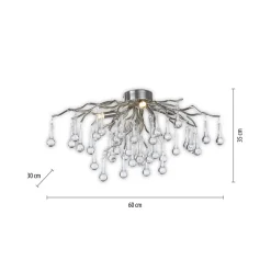 Paul Neuhaus loftlampe Icicle, glaspendel, 4 lyskilder, sølv