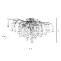 Paul Neuhaus loftlampe Icicle, glaspendel, 4 lyskilder, sølv