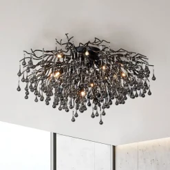 Paul Neuhaus loftslampe Icicle, 14 lys, sort