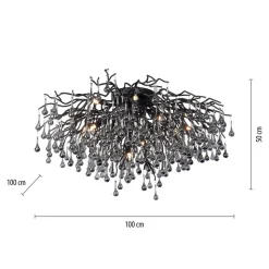 Paul Neuhaus loftslampe Icicle, 14 lys, sort