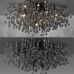Paul Neuhaus loftslampe Icicle, 14 lys, sort