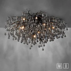 Paul Neuhaus loftslampe Icicle, 14 lys, sort