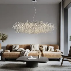 Paul Neuhaus lysekrone Ricicle, krom, længde 150 cm
