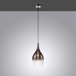 Paul Neuhaus Pilua hængelampe, røggrå, glas, Ø 20 cm, E27