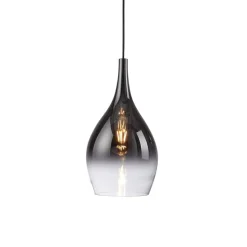 Paul Neuhaus Pilua hængelampe, røggrå, glas, Ø 20 cm, E27