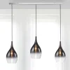 Paul Neuhaus Pilua hængelampe, røg, glas, 100 cm, 3 lyskilder.