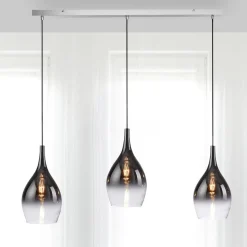 Paul Neuhaus Pilua hængelampe, røg, glas, 100 cm, 3 lyskilder.
