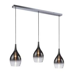 Paul Neuhaus Pilua hængelampe, røg, glas, 100 cm, 3 lyskilder.