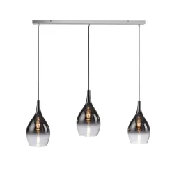 Paul Neuhaus Pilua hængelampe, røg, glas, 100 cm, 3 lyskilder.