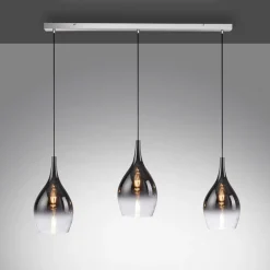 Paul Neuhaus Pilua hængelampe, røg, glas, 100 cm, 3 lyskilder.