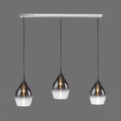 Paul Neuhaus Pilua hængelampe, røg, glas, 100 cm, 3 lyskilder.