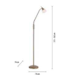 Paul Neuhaus Pino gulvlampe, antik messing, 163 cm, dæmpbar