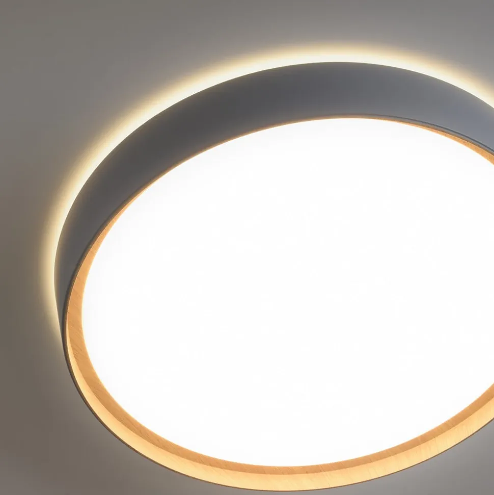 Paul Neuhaus Q-EMILIA LED-loftslampe, grå/træ