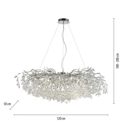 Paul Neuhaus Ricicle-lysekrone, krom, længde 120 cm