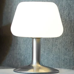 Paul Neuhaus Till bordlampe, stålfarvet, glas, dæmpbar