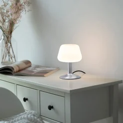 Paul Neuhaus Till bordlampe, stålfarvet, glas, dæmpbar