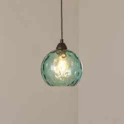 Pendellampe Benek, blå, glas, Ø 20 cm, E27