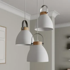 Pendellampe Bergen, 3 lyskilder, rund, hvid