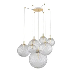 Pendellampe Cadix i glas, 7 lyskilder