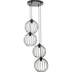 Pendellampe Cumera i sort, 4 lyskilder, rund