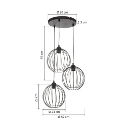 Pendellampe Cumera, 3 lyskilder, rund