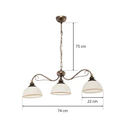 Pendellampe i bjælkeform Casale, 3 lyskilder, længde 74 cm
