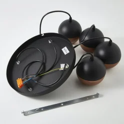 Pendellampe Midnight i sort/kobber 4 lyskilder, rund