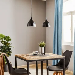 Pendellampe Nanu i metal, sort, 2 lyskilder