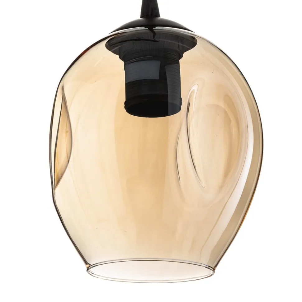 Pendellampe Starla rund 4 lyskilder grafit/amber/klar