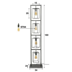 Perpendillu gulvlampe, 4 lyskilder
