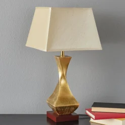 Påfaldende bordlampe Deco med forgyldt fod