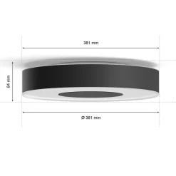 Philips Hue Infuse LED-loftslampe, 38,1 cm, sort, dæmpbar.