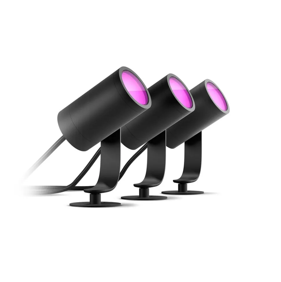 Philips Hue LED-spot Lily, sæt med 3, bridge, RGB, CCT, IP65