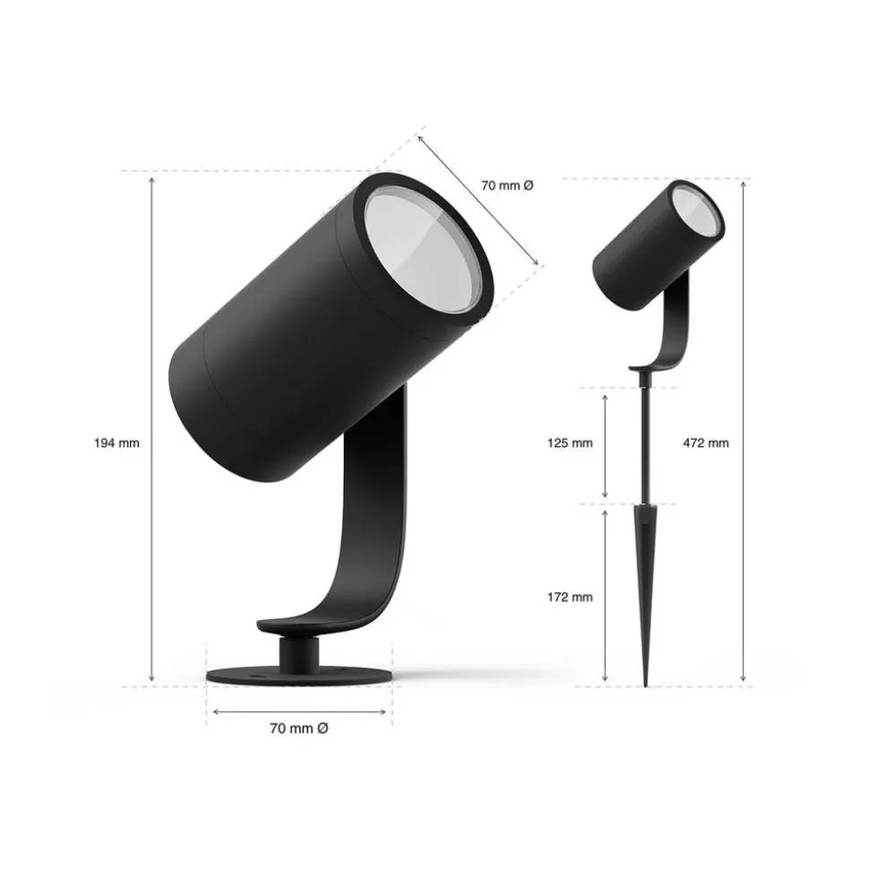 Philips Hue LED-spot Lily, sæt med 3, bridge, RGB, CCT, IP65