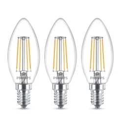 Philips LED-kertepære E14 B35 4,3W klar 3 stk.