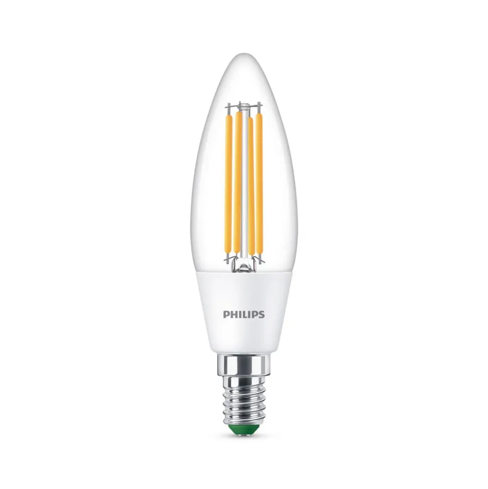 Philips LED-kertepære E14 2,3W 485lm klar 3.000K