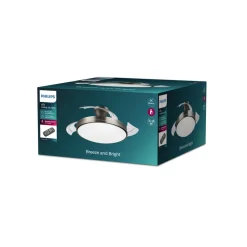 Philips LED-loftventilator Atlas, nikkel, støjsvag, CCT