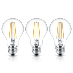 Philips LED-pære Classic E27 A60 7W 827 klar 3stk.