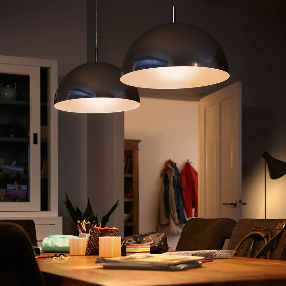 Philips LED-pære E27 P45 4,3 W 2.700K opal 2 stk