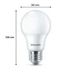Philips LED-pære E27 8 W 806lm 2.700 K mat 6 stk