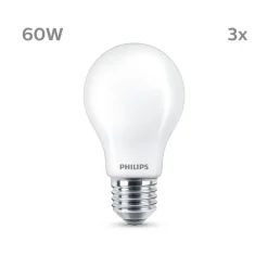 Philips LED-pære E27 7 W 806lm 2.700 K mat 3 stk