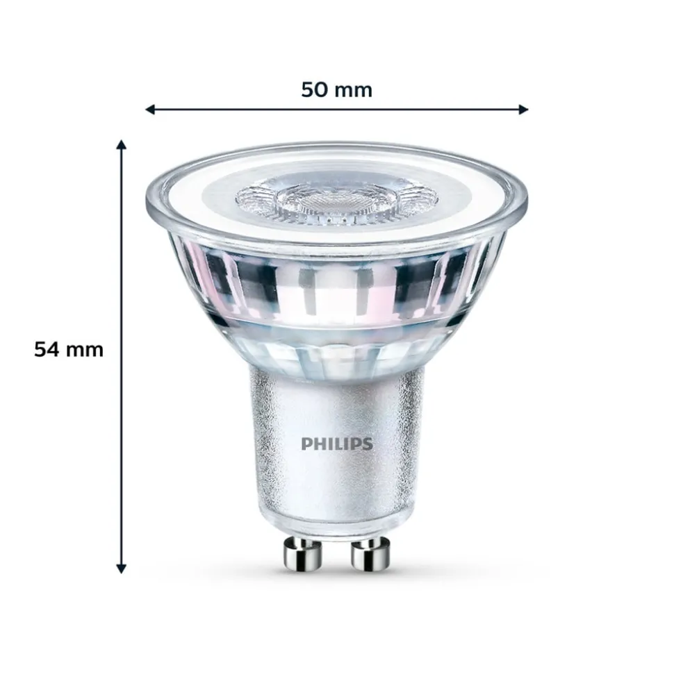 Philips LED-pære GU10 4,6W 390lm 840 klar 36° 2 stk