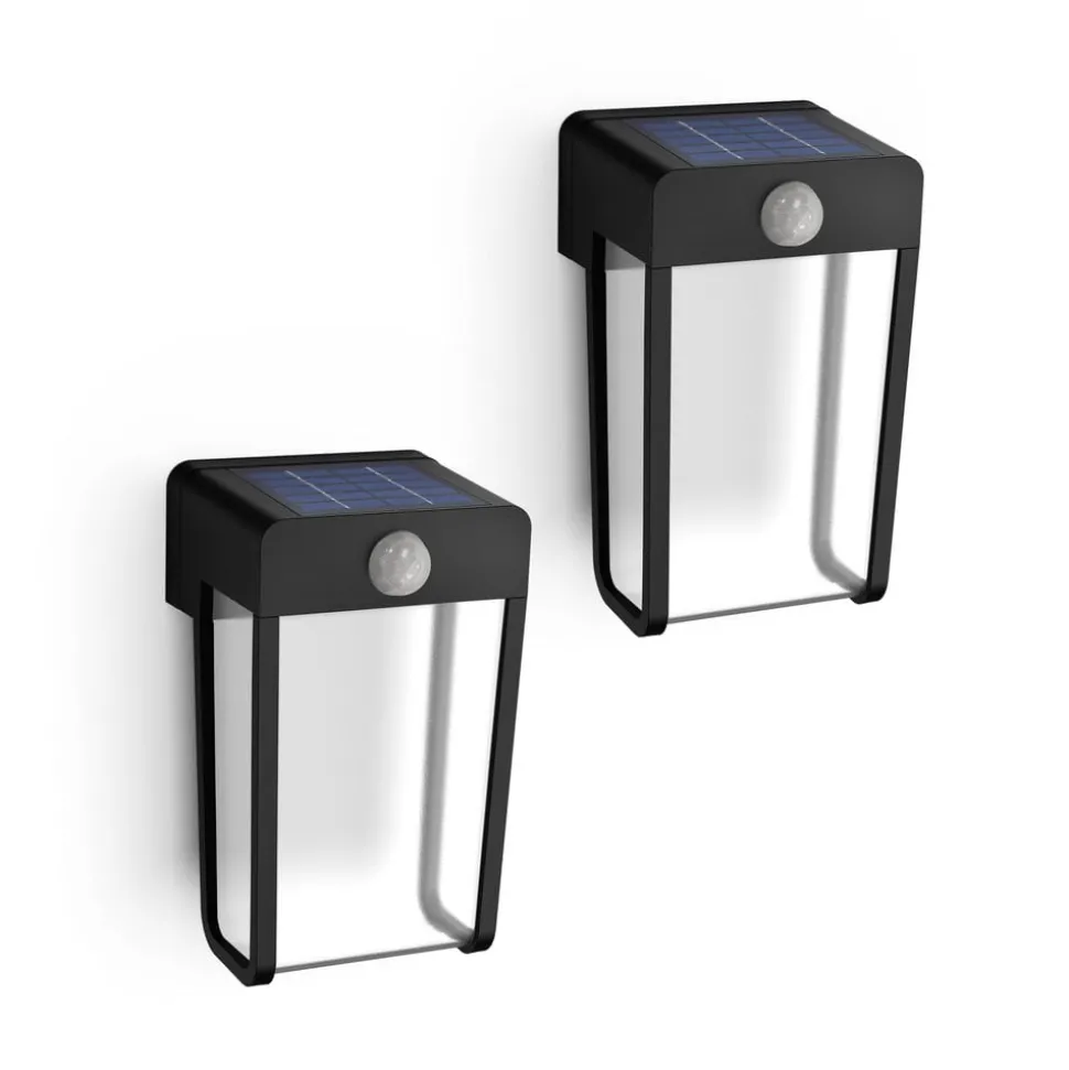 Philips LED-solcellelampe Shroud, sort/klar, 2-pak