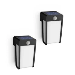 Philips LED-solcellelampe Shroud, sort/opal, 2-pak