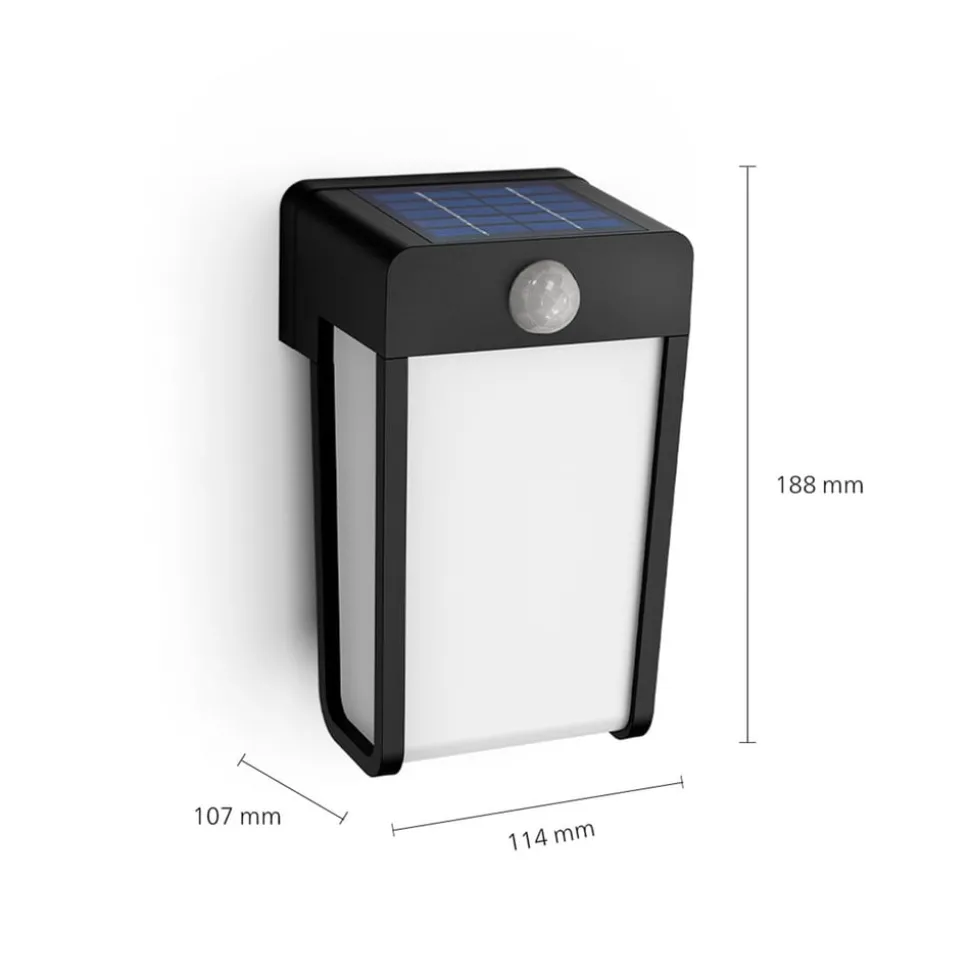 Philips LED-solcellelampe Shroud, sort/opal, 2-pak
