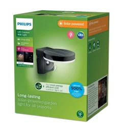 Philips LED-solcellelampe til vægmontering Zonal, Ø hoved 16 cm